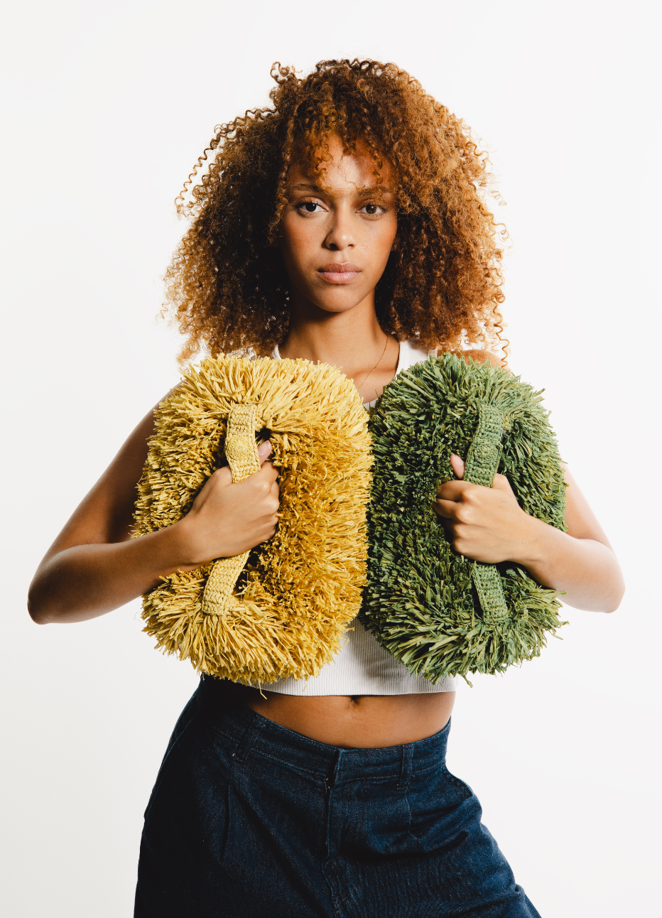Pouch - Sculptural Raffia Bag